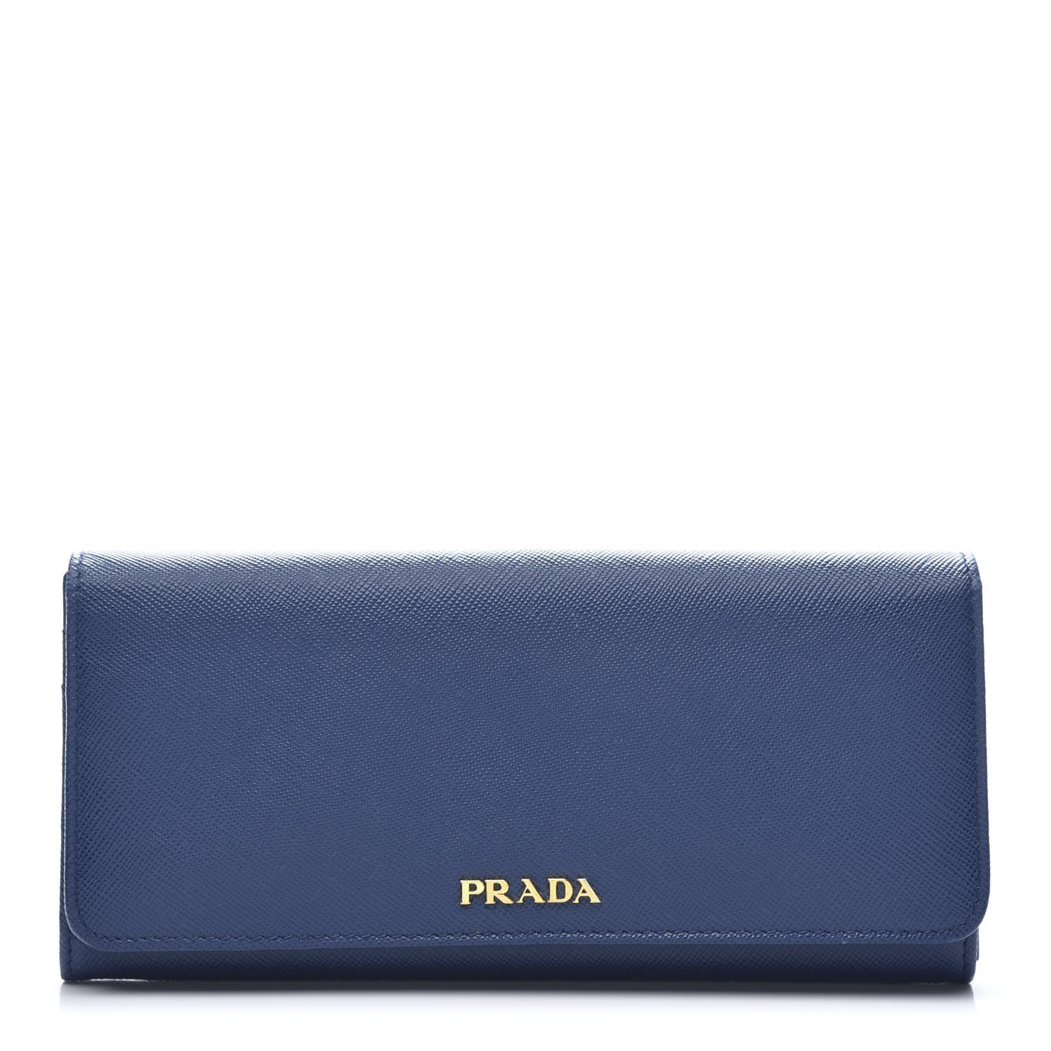 Prada Saffiano Metal Continental Flap Wallet Bluette 1 of 9