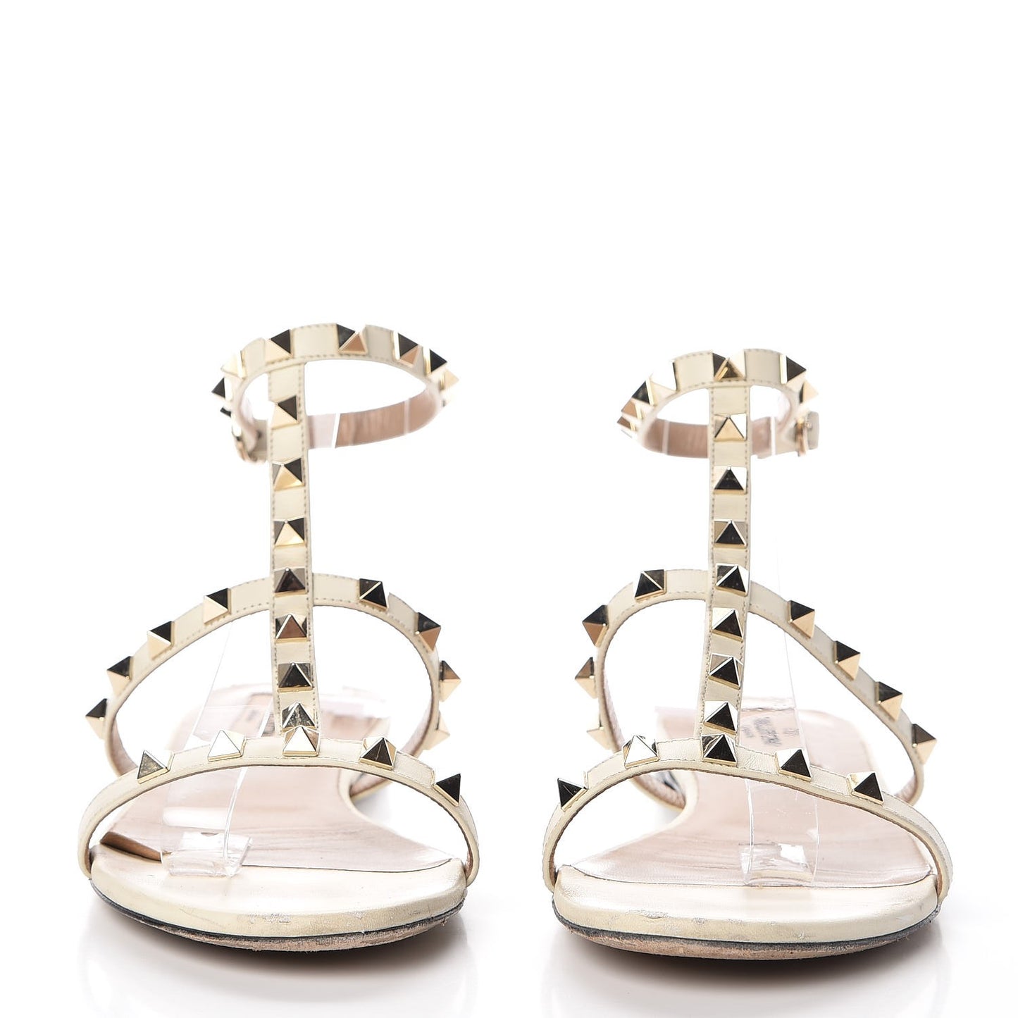 Nappa Rockstud Ankle Strap Flat Sandals 37.5 White