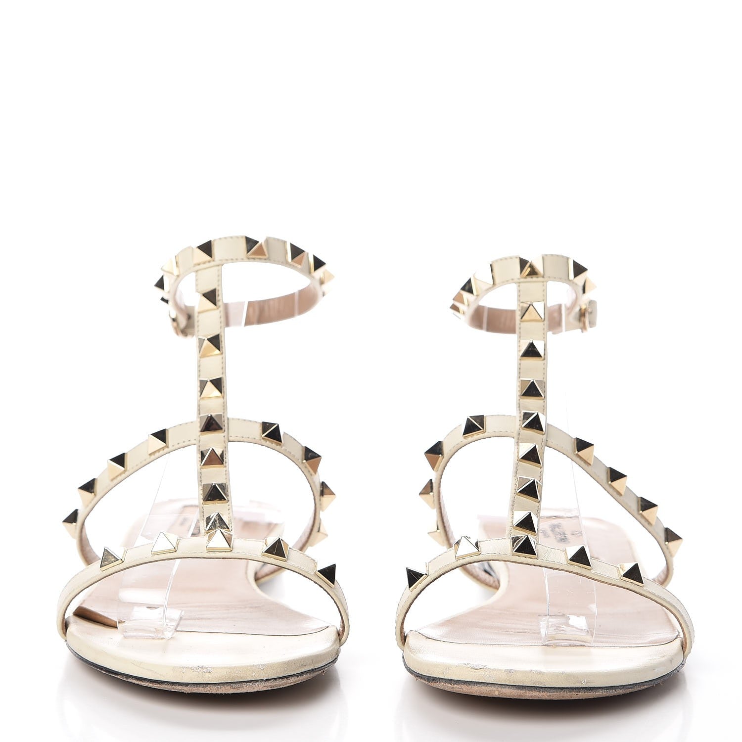 Valentino Garavani Nappa Rockstud Ankle Strap Flat Sandals 37.5 White 2 of 15