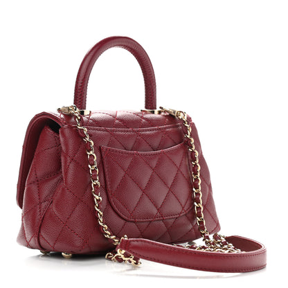 Chanel Caviar Quilted Lizard Embossed Extra Mini Coco Handle Flap Burgundy 2 of 10