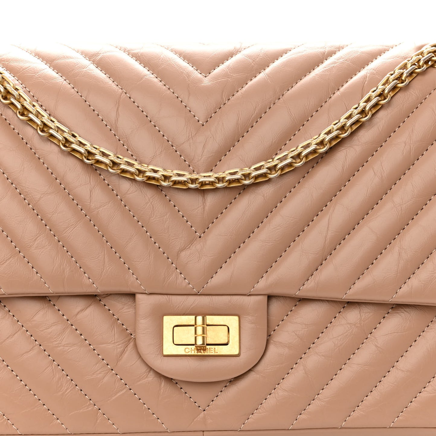Aged Calfskin Chevron Quilted 2.55 Reissue 226 Flap Beige