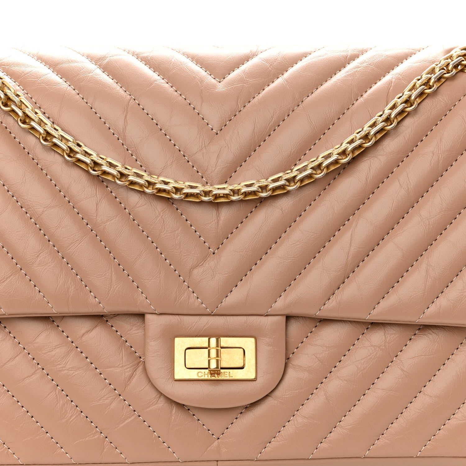 Chanel Aged Calfskin Chevron Quilted 2.55 Reissue 226 Flap Beige 8 of 11