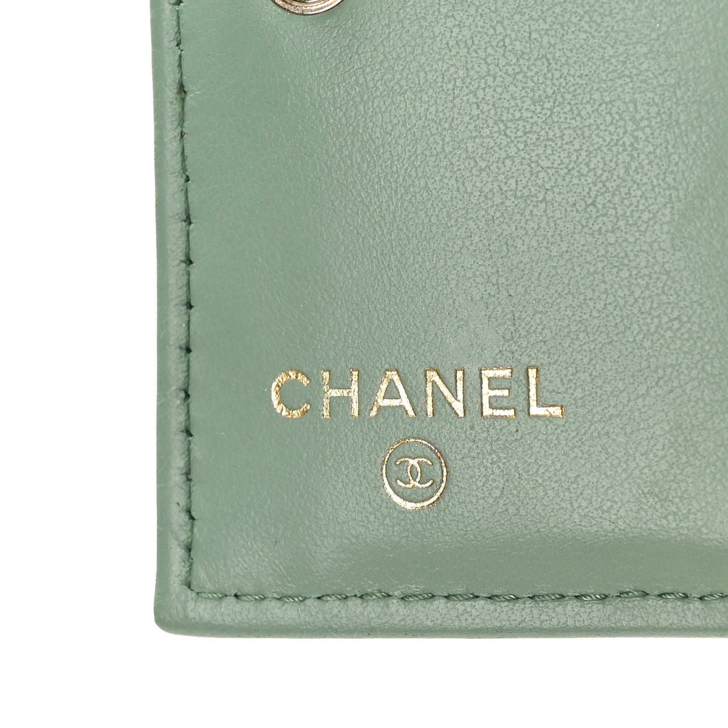 Caviar Metal Perforated Quilted CC Compact Bi-Fold Flap Wallet Lilac Light Green
