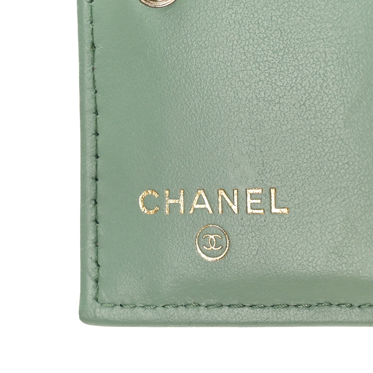 Chanel Caviar Metal Perforated Quilted CC Compact Bi-Fold Flap Wallet Lilac Light Green 6 of 10