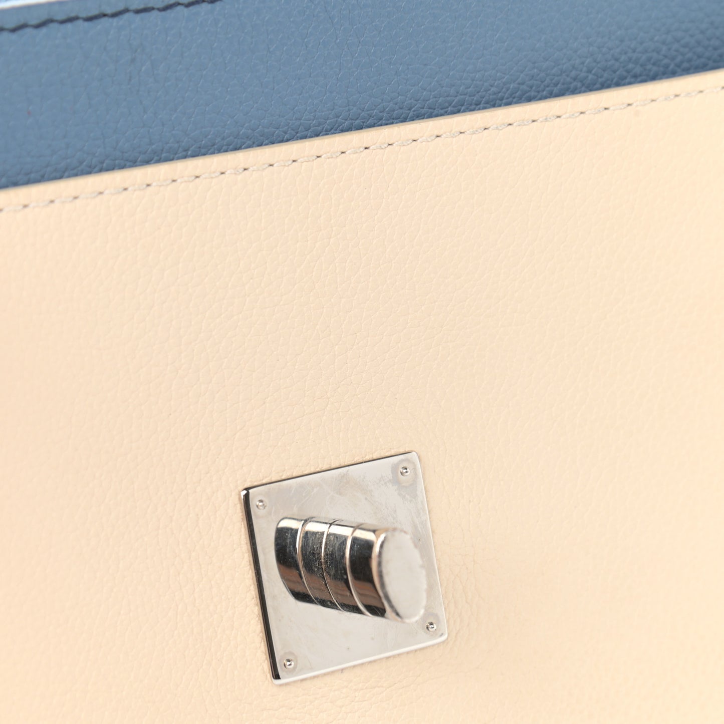 Soft Calfskin My Lockme Top Handle Blue Jean Creme