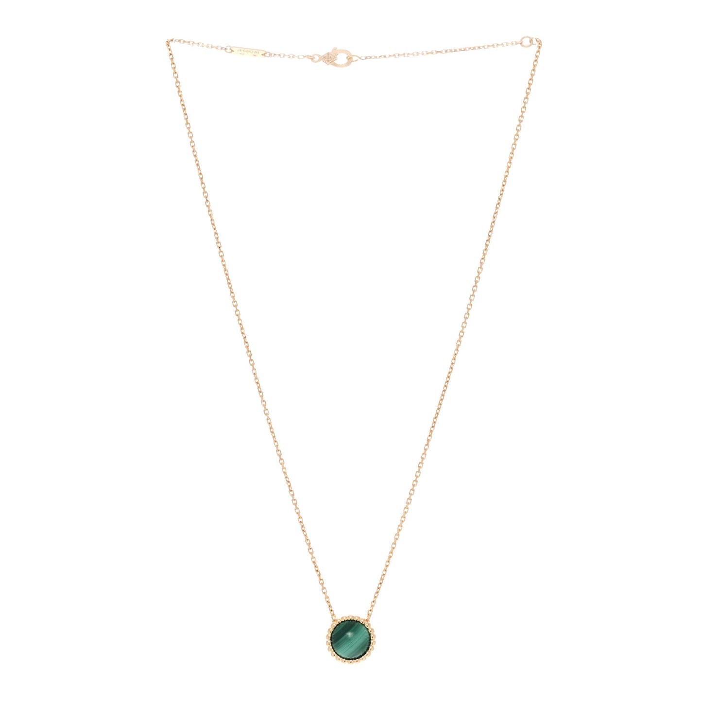 18K Yellow Gold Malachite Perlee Couleurs Pendant Necklace