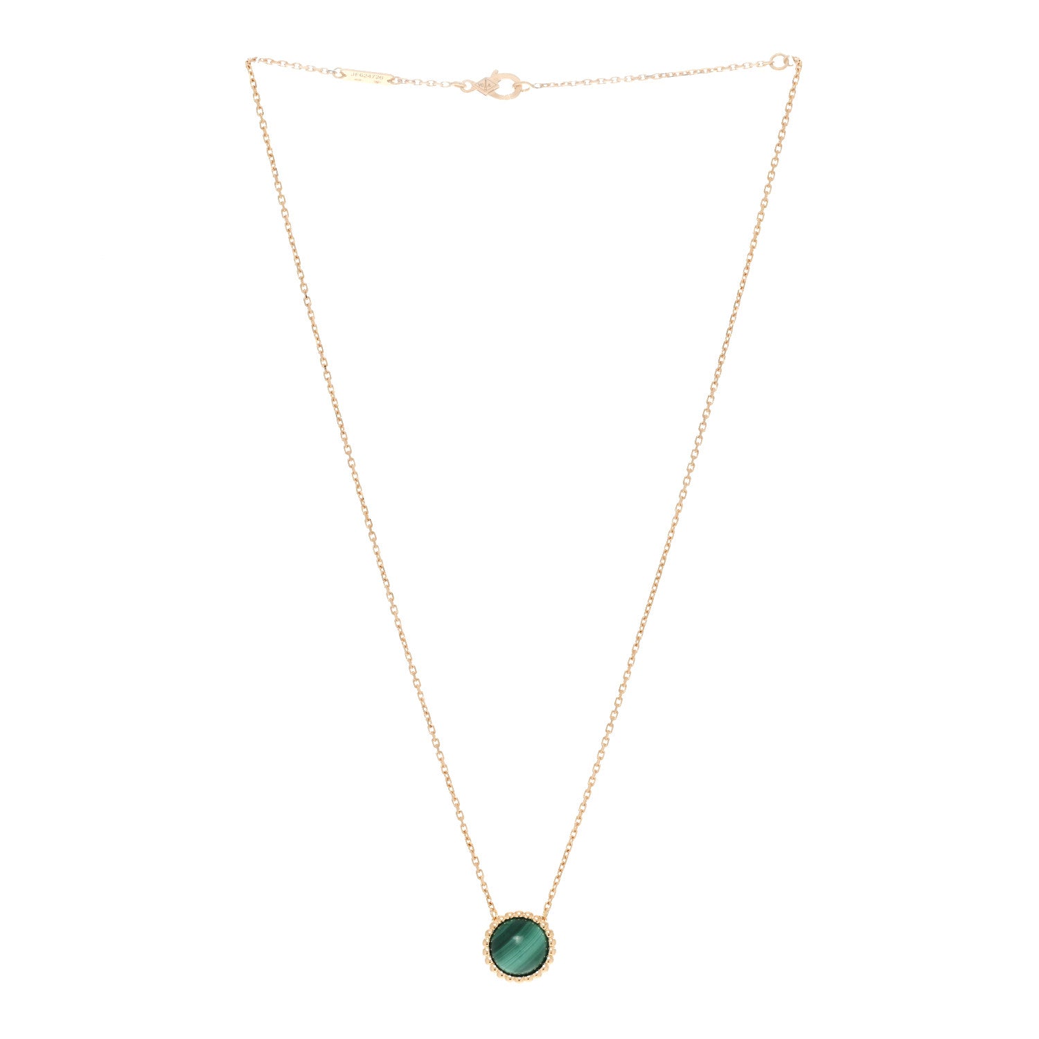 Van Cleef & Arpels 18K Yellow Gold Malachite Perlee Couleurs Pendant Necklace 3 of 5