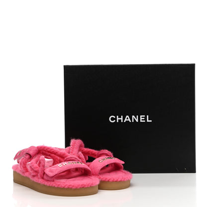 Chanel Cord Lambskin Quilted Logo Sandals 38 Pink 8 of 8