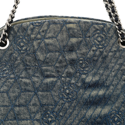 Chanel Denim Camellia Embroidered Medium Just Mademoiselle Blue 9 of 11
