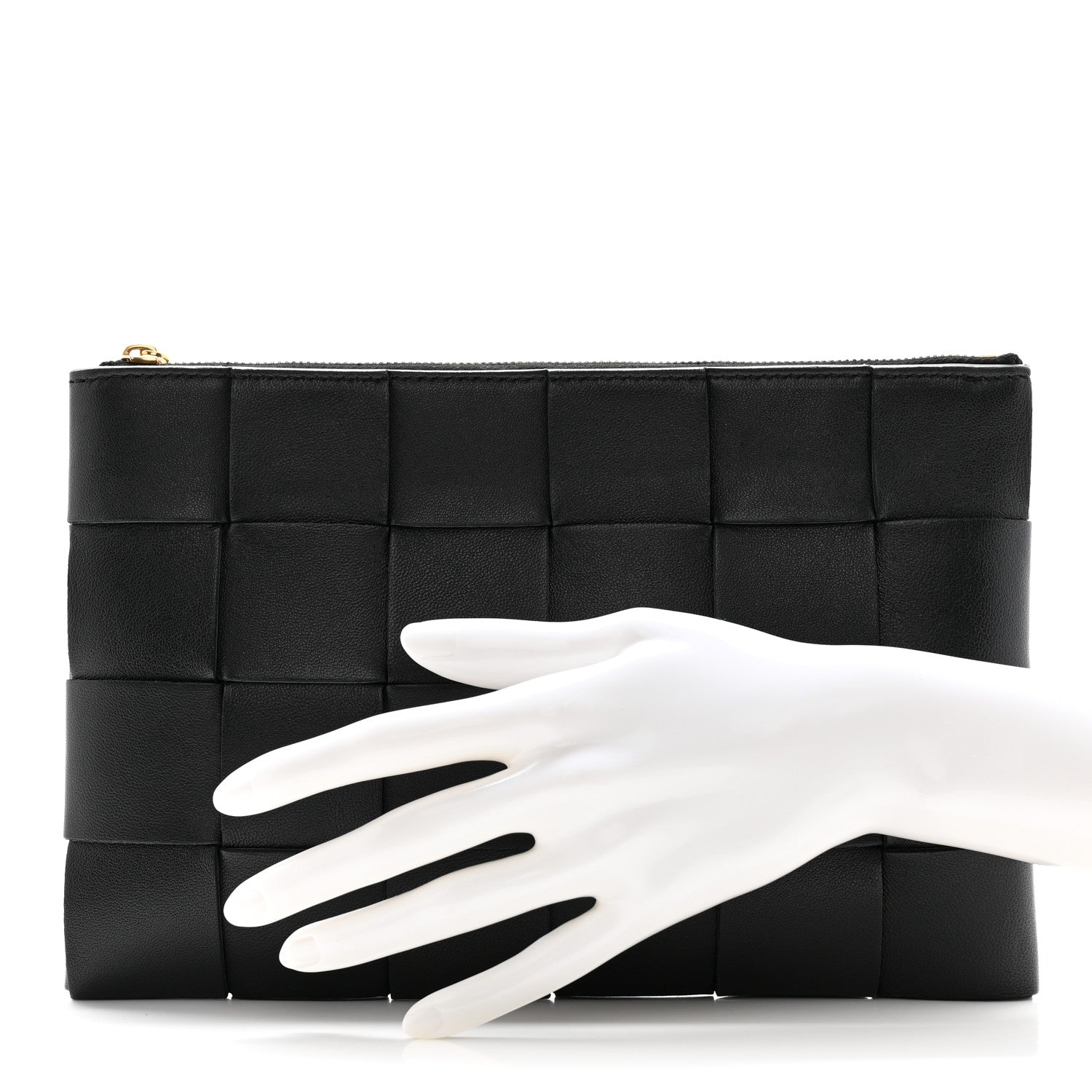 Bottega Veneta Nappa Maxi Intrecciato Small Cassette Flat Zip Pouch Black 2 of 10
