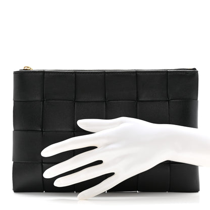 Bottega Veneta Nappa Maxi Intrecciato Small Cassette Flat Zip Pouch Black 2 of 10
