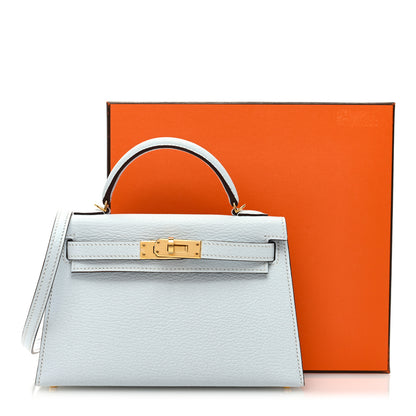 Hermes Chevre Mysore Mini Kelly Sellier 20 Bleu Brume 11 of 11