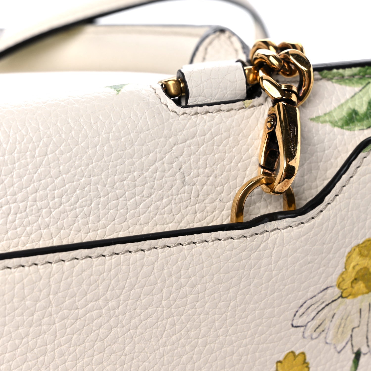 Salvatore Ferragamo Calfskin Floral Print Trifolio Top Handle Bag Multicolor 19 of 22