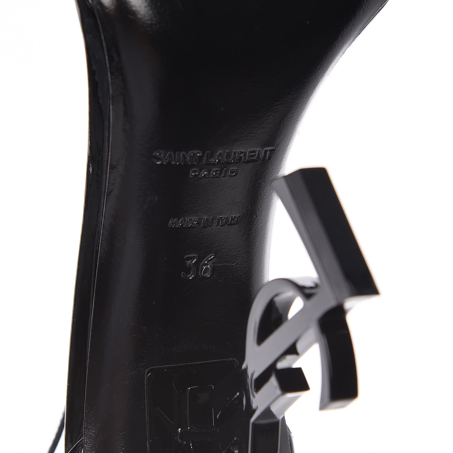 Saint Laurent Patent Opyum Sandals 36 Black 6 of 7