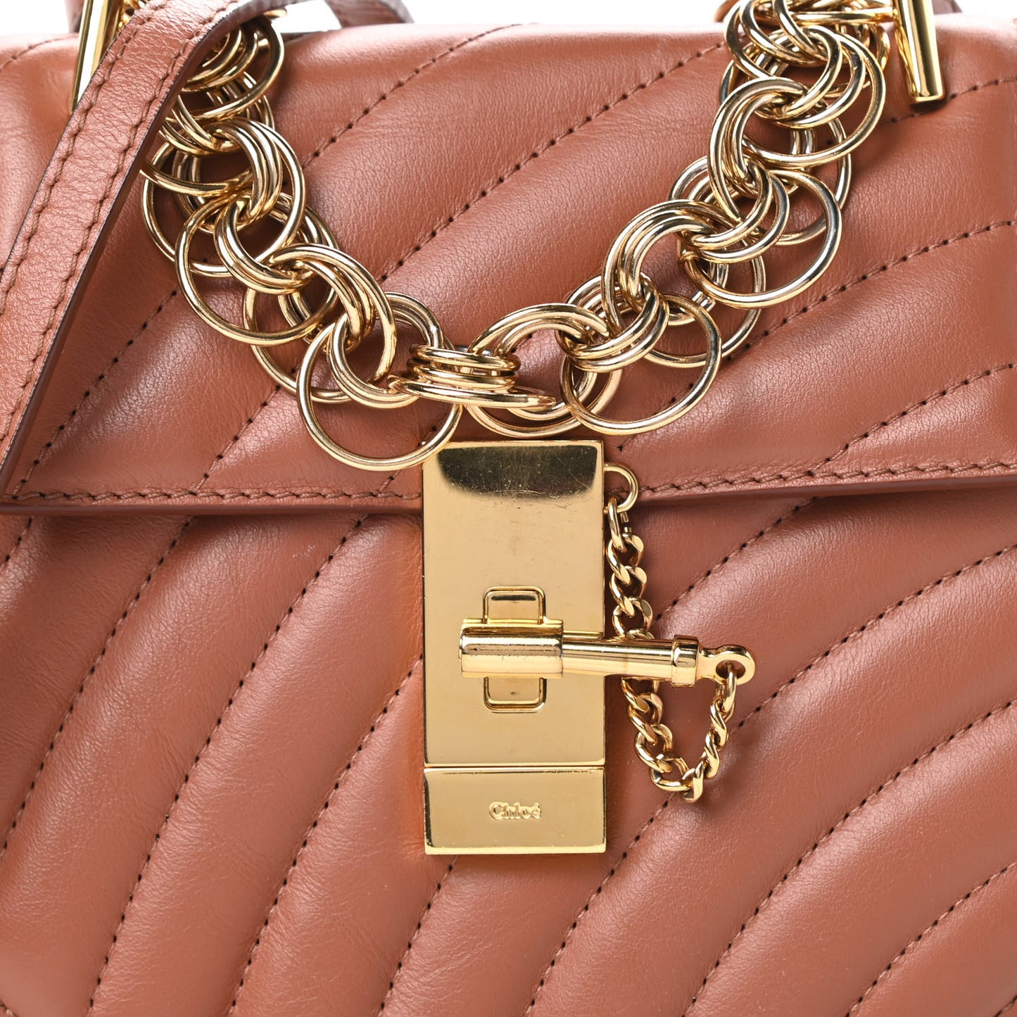 Calfskin Quilted Mini Drew Bijou Shoulder Bag Chestnut Brown