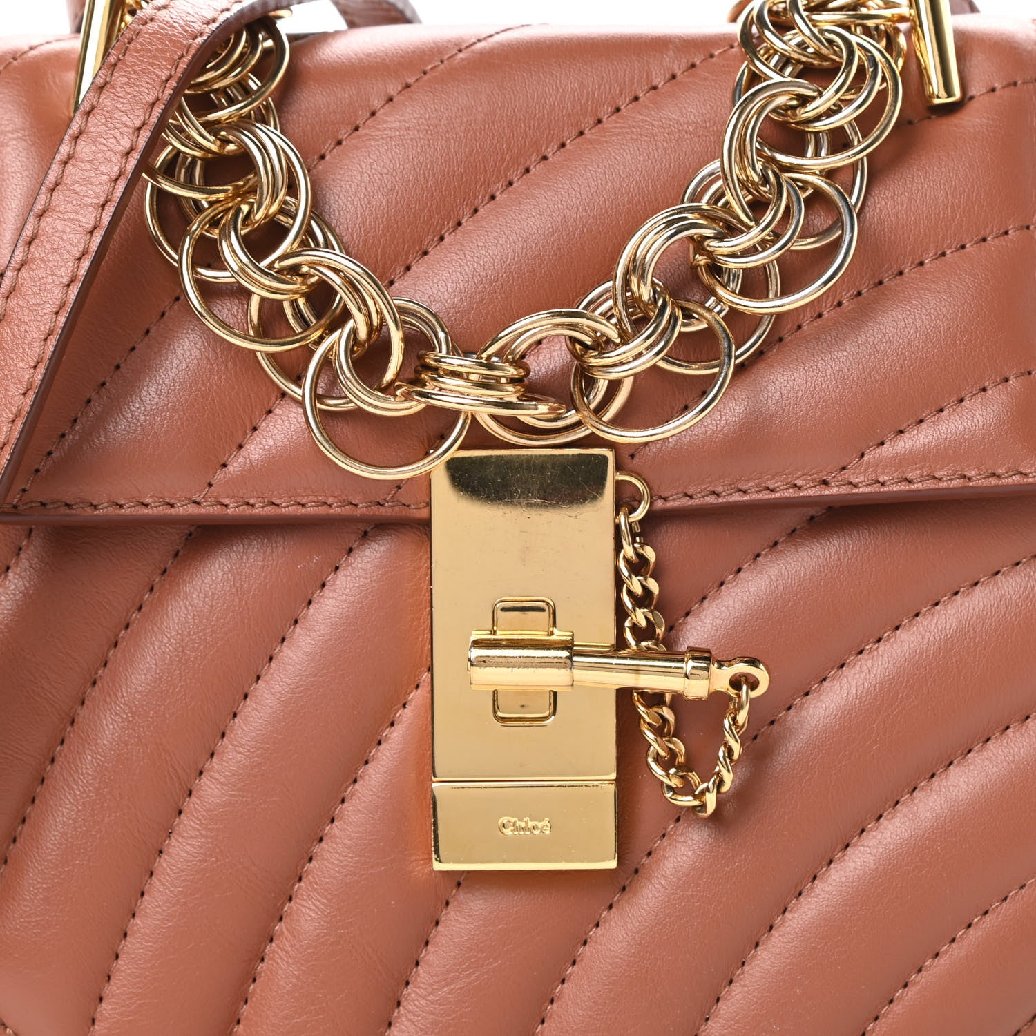 Chloe Calfskin Quilted Mini Drew Bijou Shoulder Bag Chestnut Brown 8 of 12