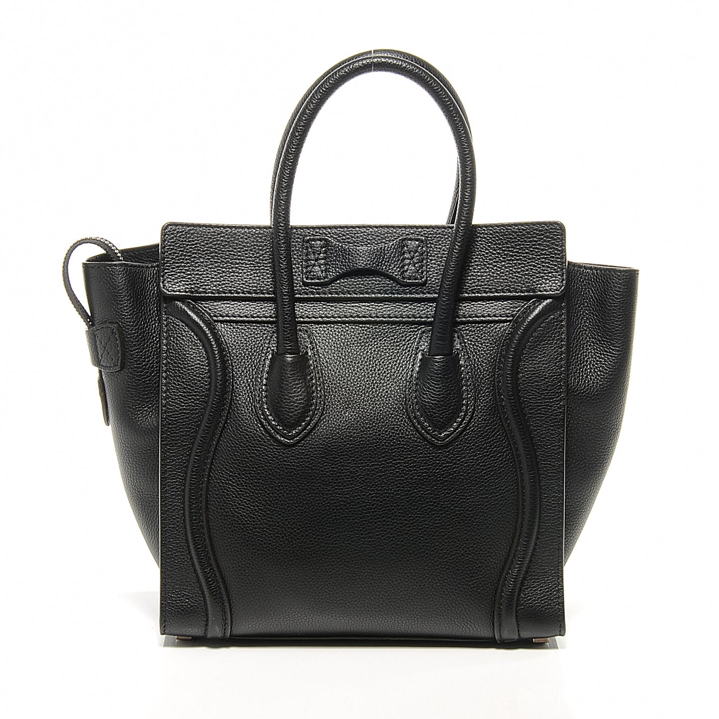 Drummed Leather Micro Luggage Bag Black
