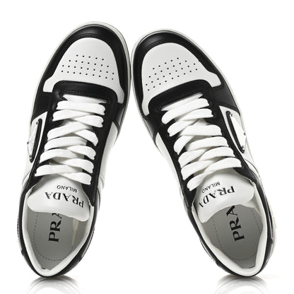 Prada Vitello Sport Spazzolato Rois Triangle Logo Womens Downtown Low Top 30mm Sneakers 36 White Black 2 of 7