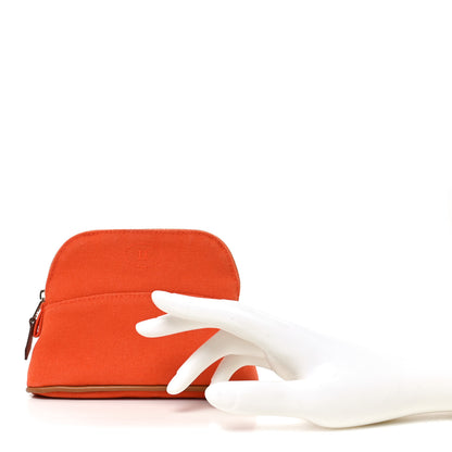 Hermes Cotton Canvas Mini Mini Bolide Travel Cosmetic Pouch Feu 2 of 8