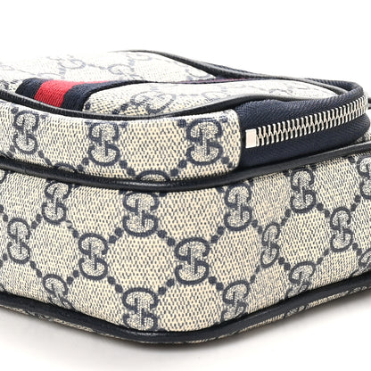 Gucci GG Supreme Monogram Textured Dollar Calfskin Web Mini Ophidia Double Zip Messenger Bag Beige Blue 10 of 10