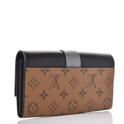 Louis Vuitton Calfskin Reverse Monogram Column Sarah Wallet Black 3 of 7