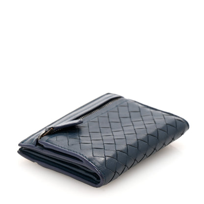 Bottega Veneta Nappa Intrecciato Bifold Zip Wallet Navy 4 of 10