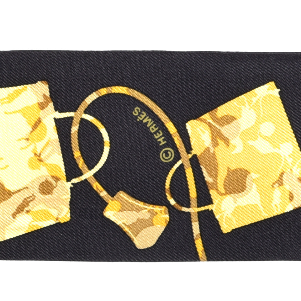 Hermes Silk Kelly En Caleche Twilly Black Jaune Citron 4 of 4