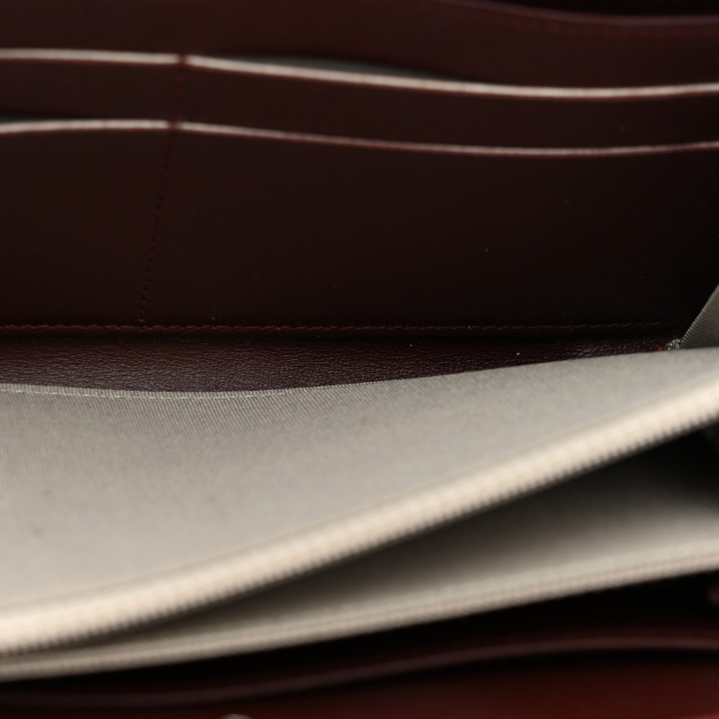 Lambskin Quilted Boy Zip Around Wallet Burgundy