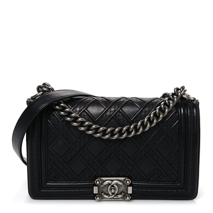 Chanel Lambskin Stitched Medium Boy Flap Black 1 of 10