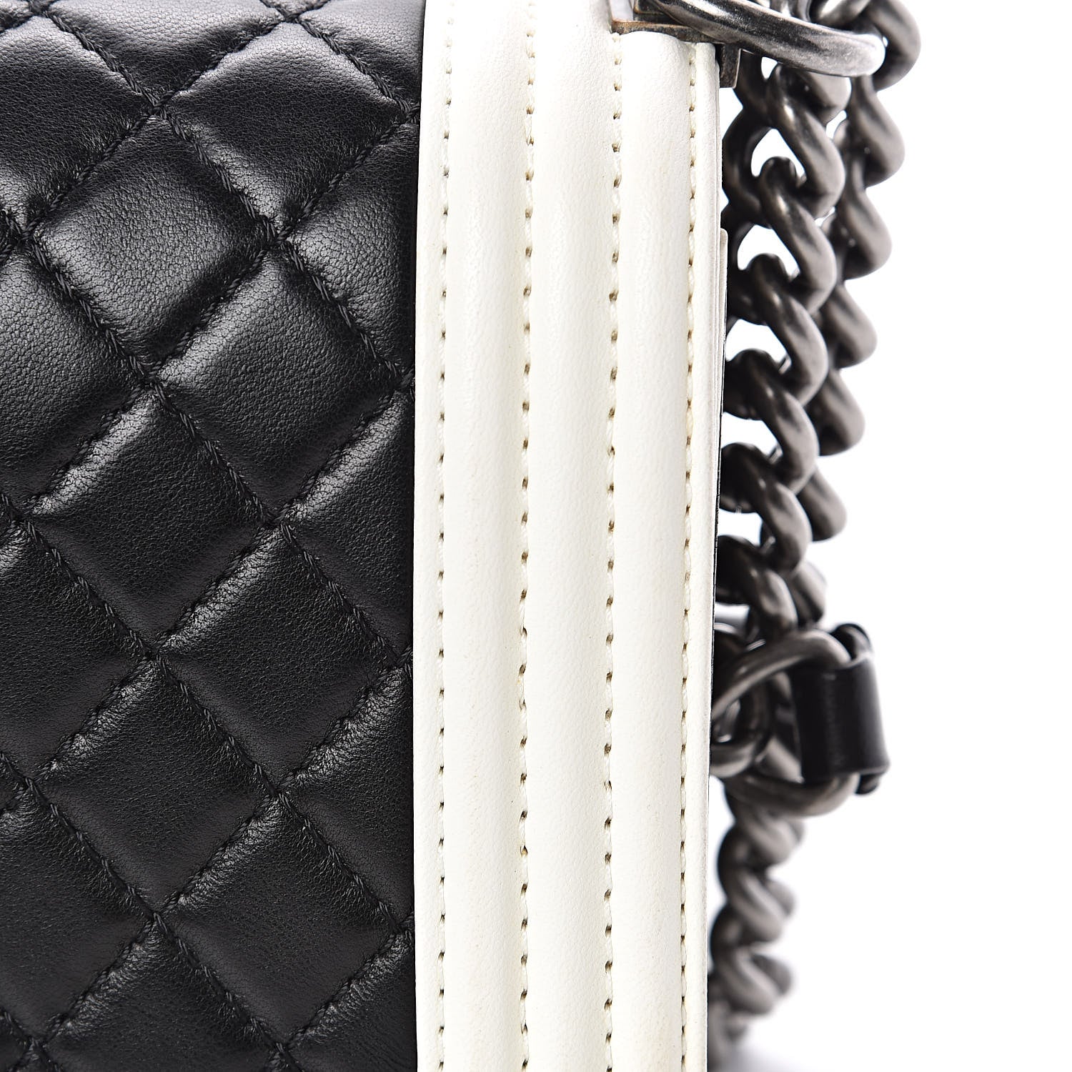 Chanel Lambskin Quilted Medium Boy Flap Black White 11 of 16