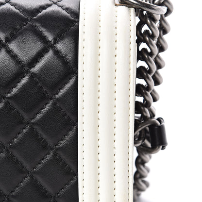 Chanel Lambskin Quilted Medium Boy Flap Black White 11 of 16
