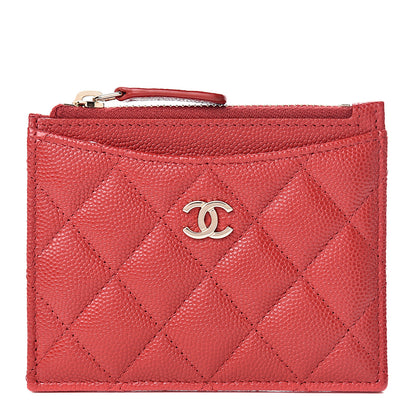 Chanel Caviar Quilted CC Zip Card Holder Red 1 of 8