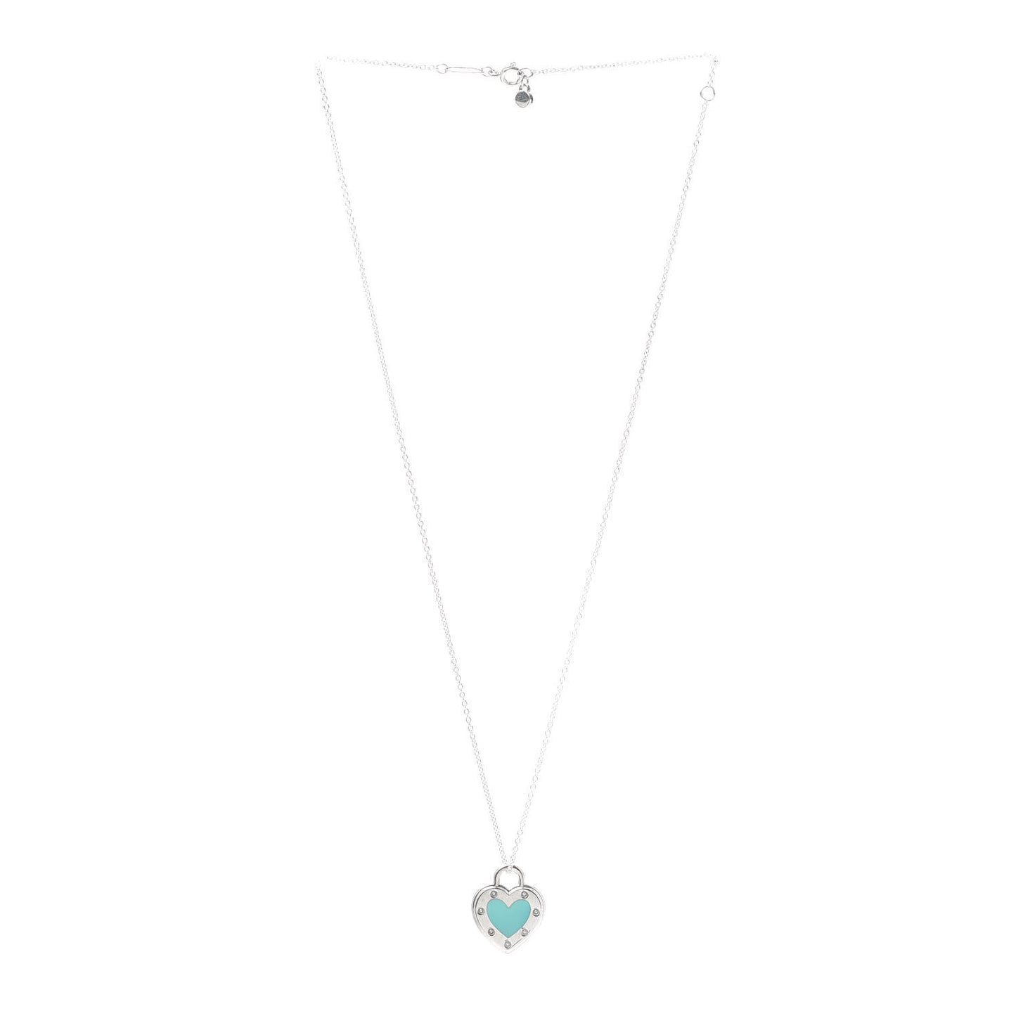 Sterling Silver Enamel Return to Love Heart Necklace Blue