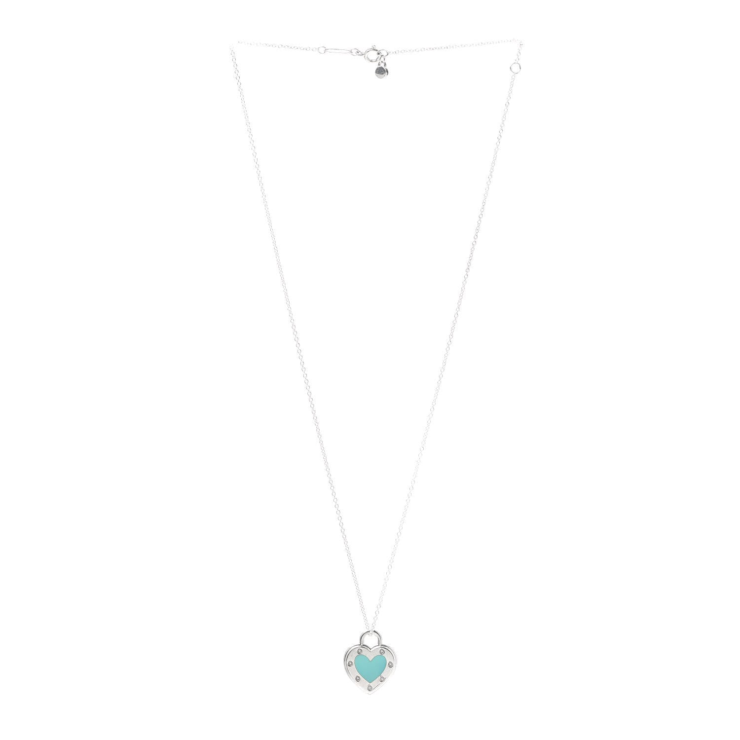 Tiffany Sterling Silver Enamel Return to Love Heart Necklace Blue 3 of 7