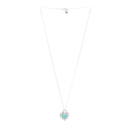 Tiffany Sterling Silver Enamel Return to Love Heart Necklace Blue 3 of 7