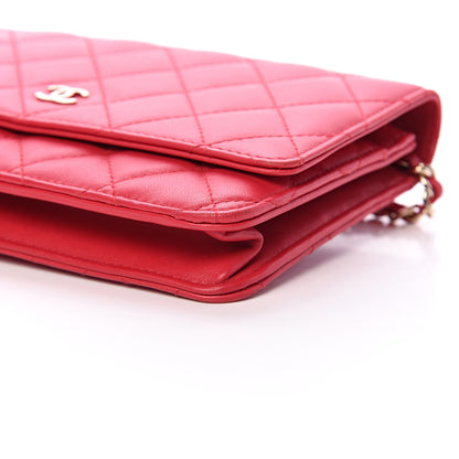 Chanel Lambskin Quilted Wallet On Chain WOC Red 11 of 15