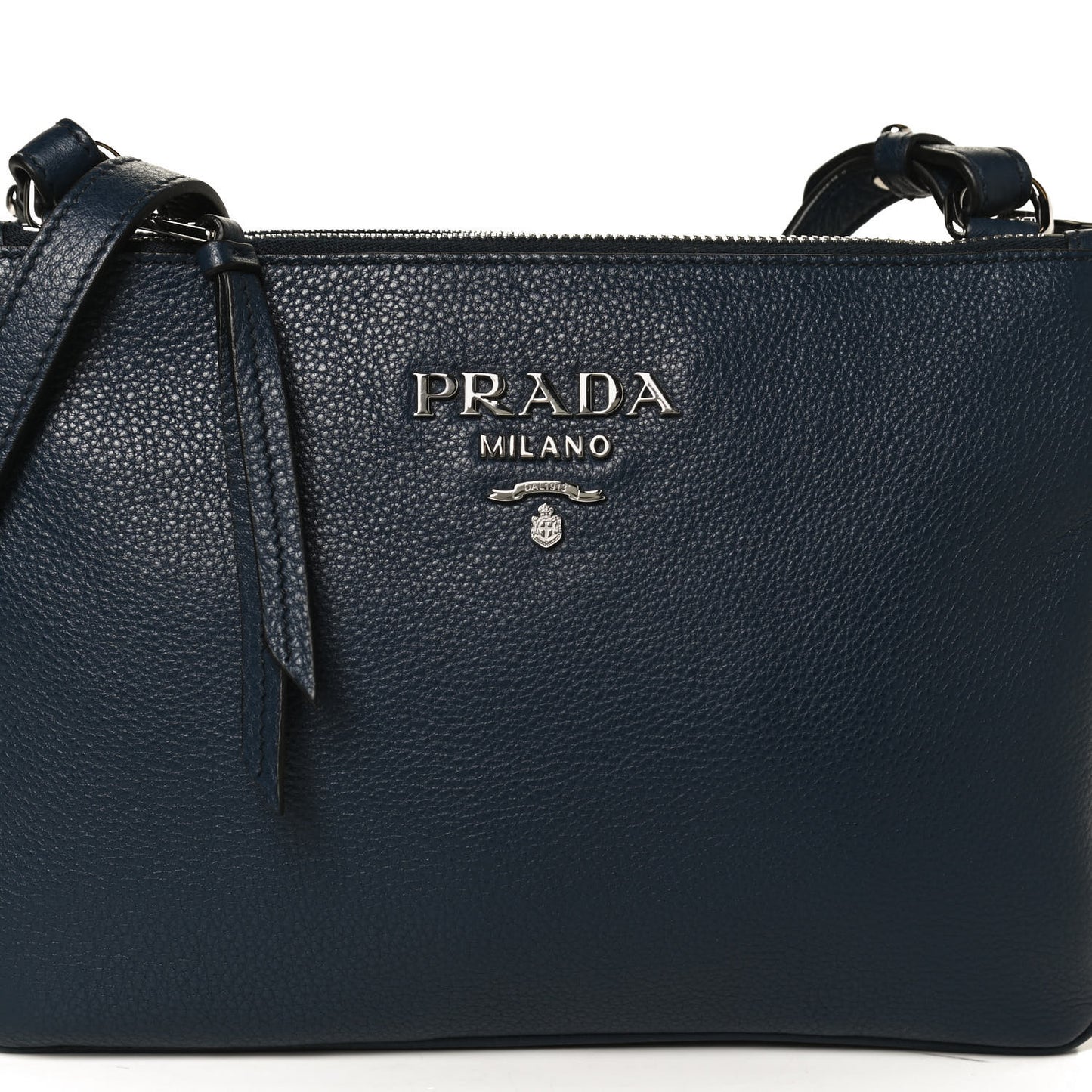 Vitello Phenix Double Zip Crossbody Bag Baltico