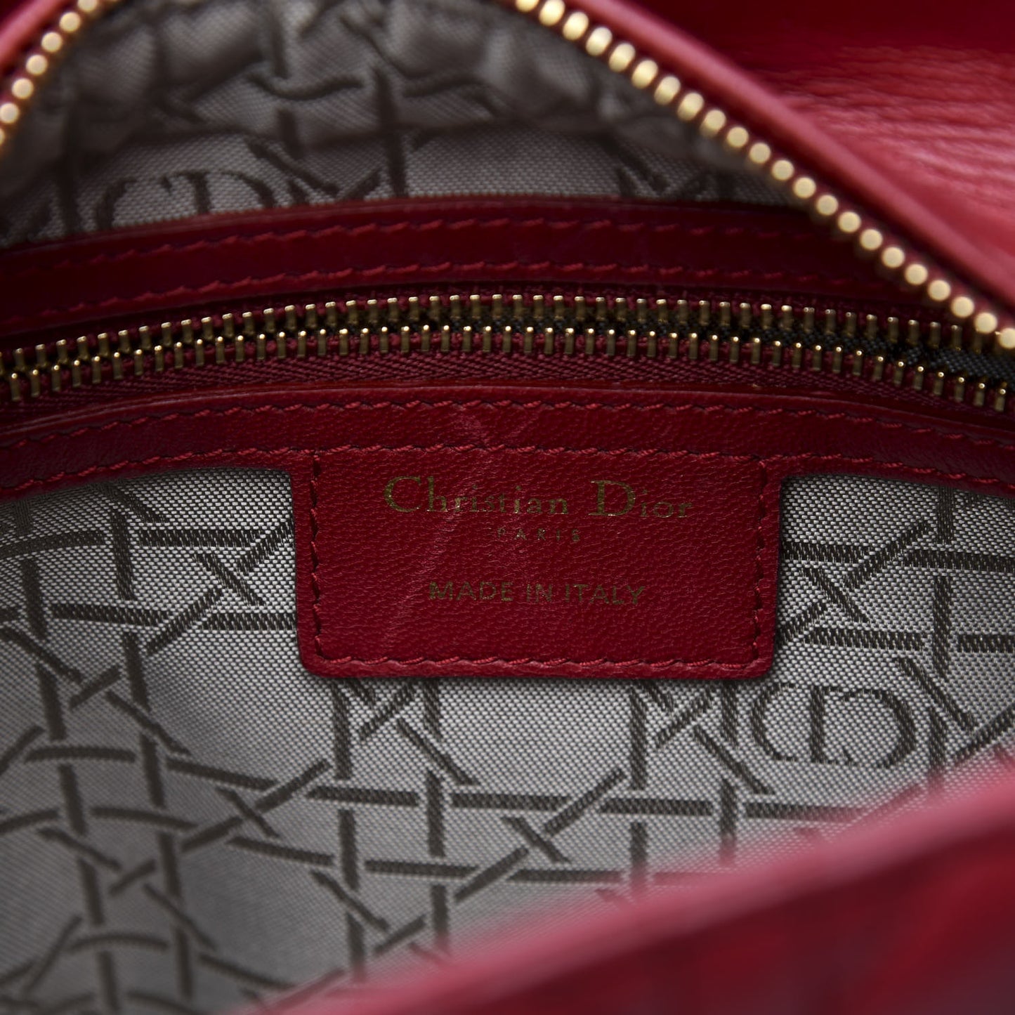 Lambskin Cannage Medium Lady Dior Red