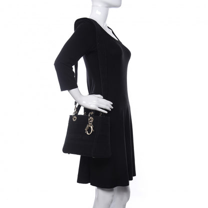 Christian Dior Canvas Embroidered Cannage Medium Lady D-Lite Black 2 of 9