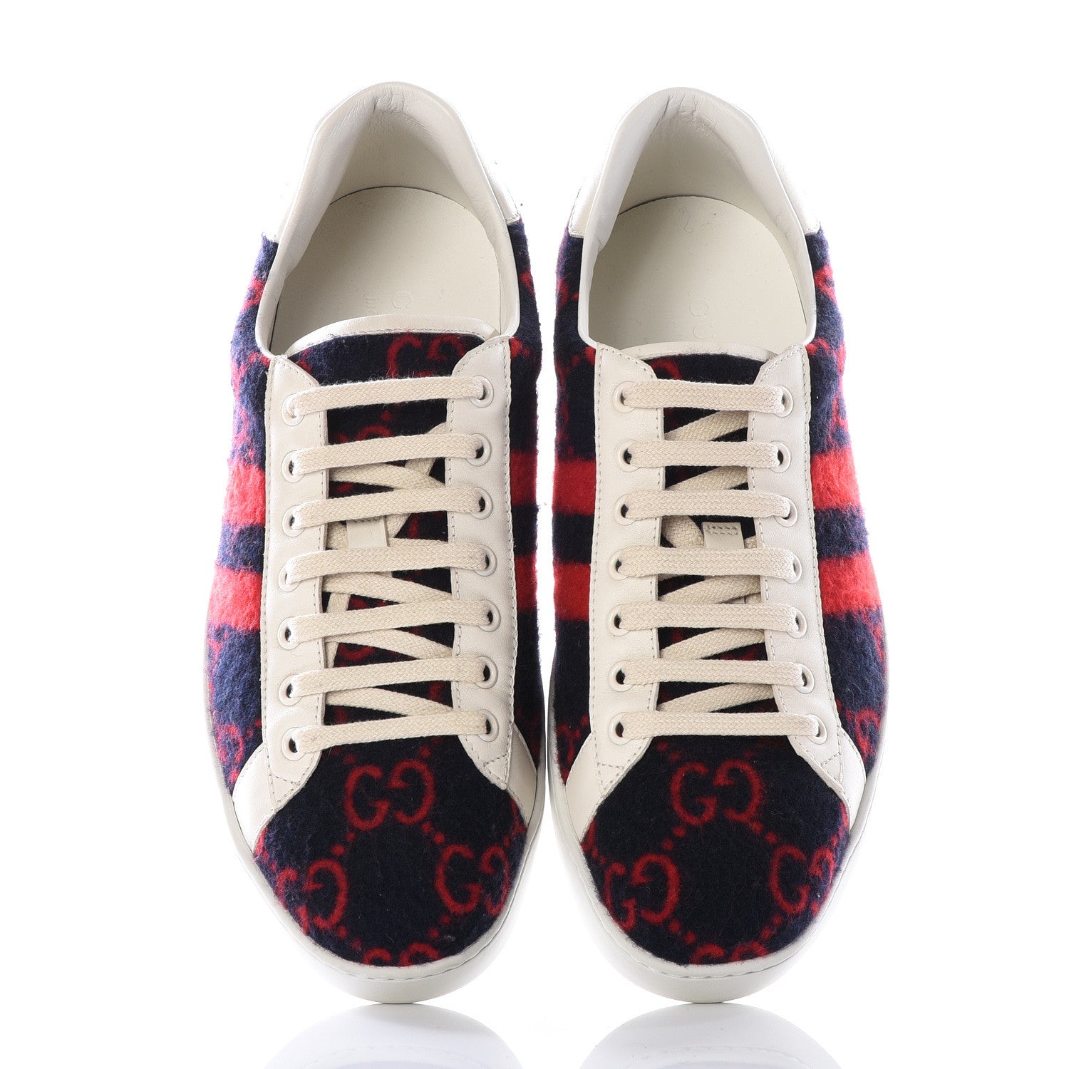 Gucci Covered Wool Big GG Monogram Mens Sneakers 8.5 Blue Red Mystic White 5 of 11