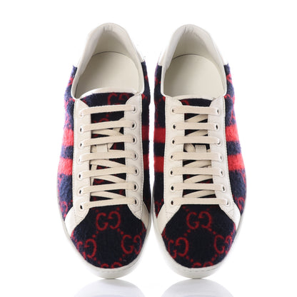 Gucci Covered Wool Big GG Monogram Mens Sneakers 8.5 Blue Red Mystic White 5 of 11
