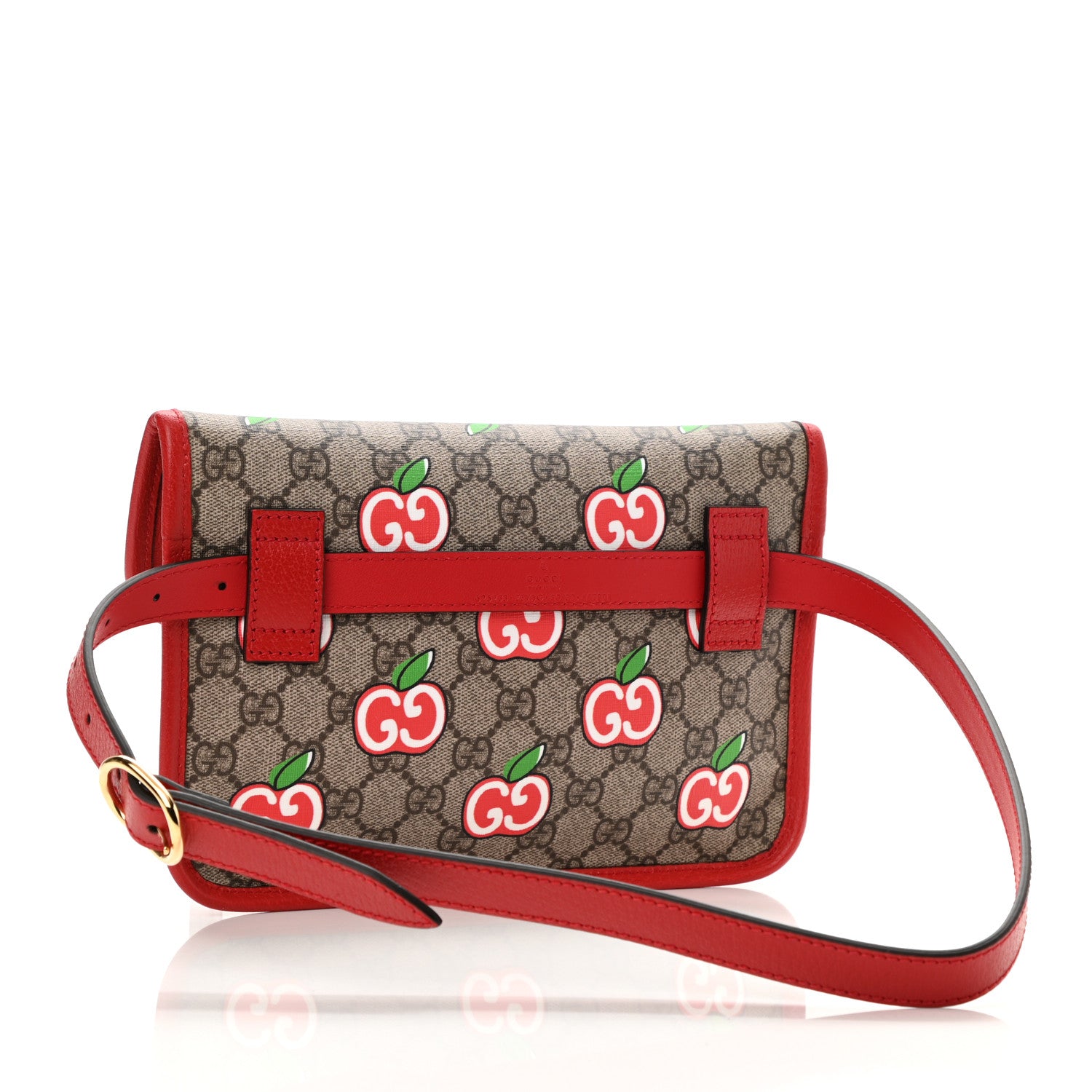 Gucci GG Supreme Monogram Apple Interlocking G Belt Bag Beige Multicolor Lobster Red 3 of 11
