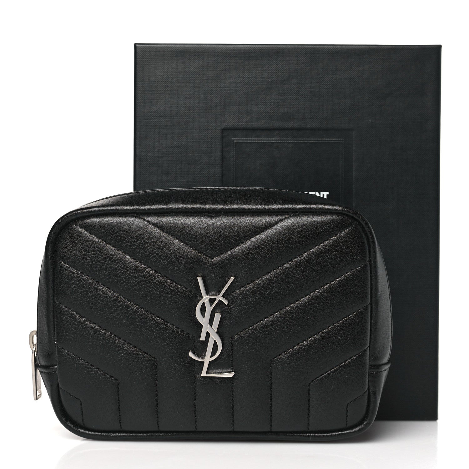 Saint Laurent Lambskin Y Quilted Monogram Loulou Cosmetic Case Black 11 of 11