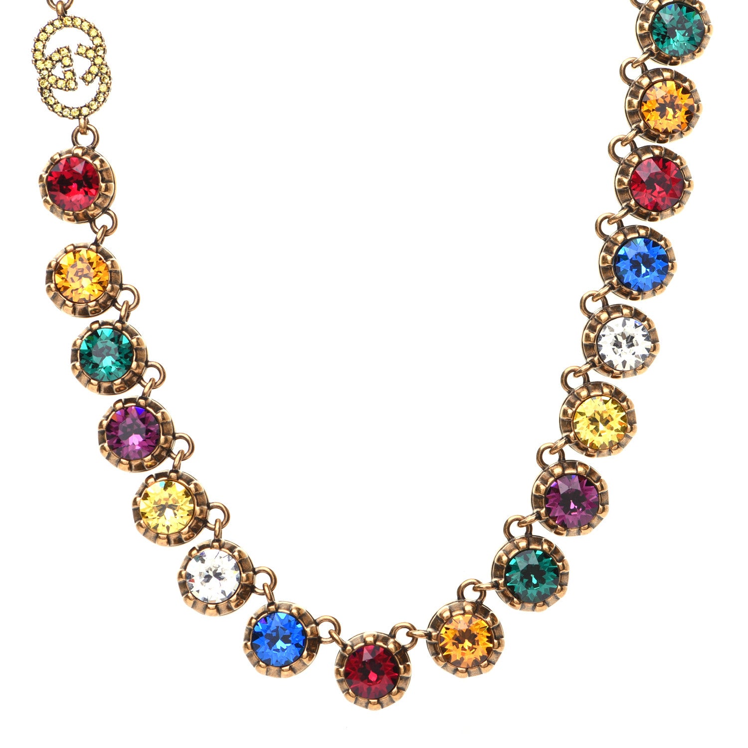 Gucci Crystal Butterfly Necklace Aged Gold Multicolor 1 of 7