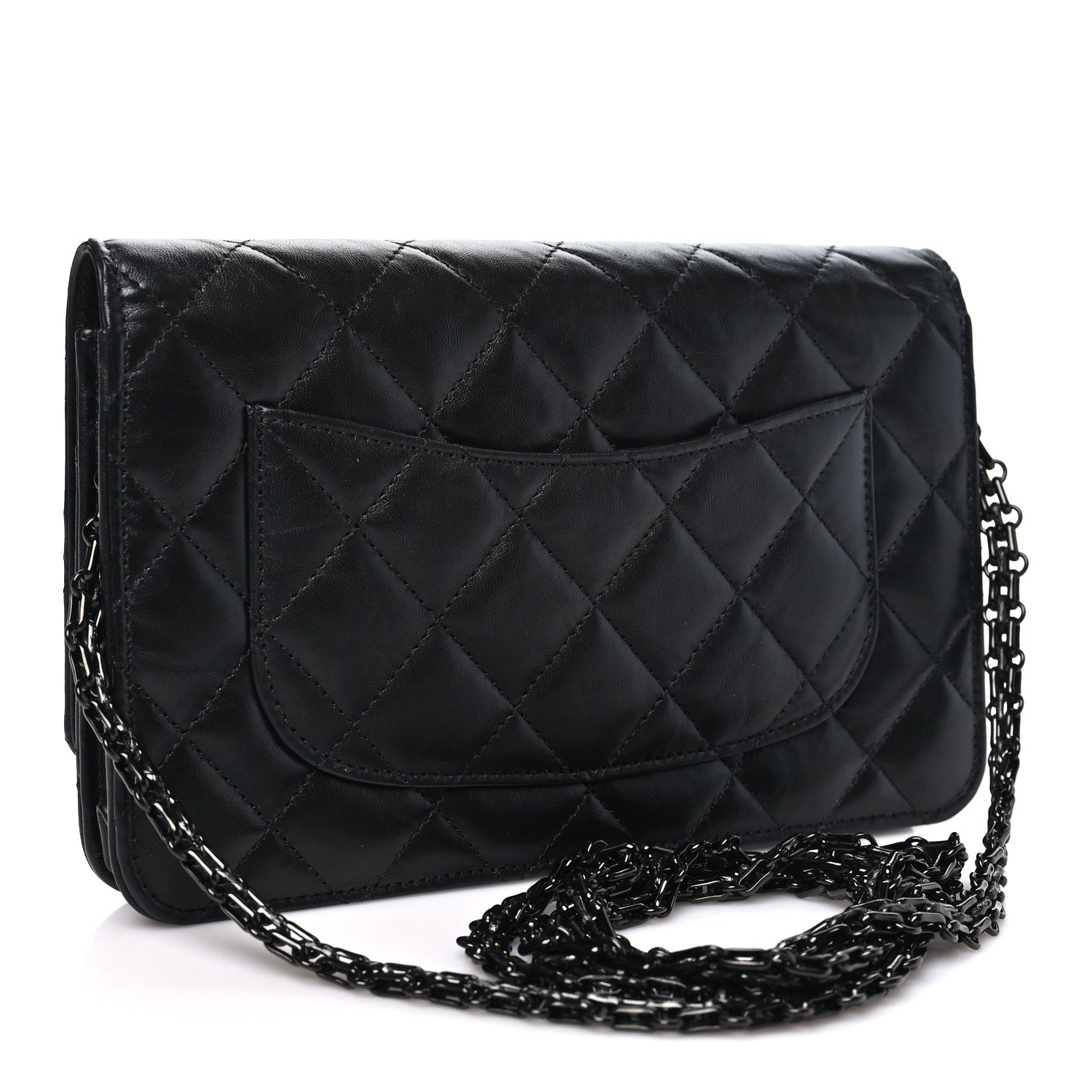 Chanel Aged Calfskin Quilted Reissue Wallet On Chain WOC So Black 3 of 12