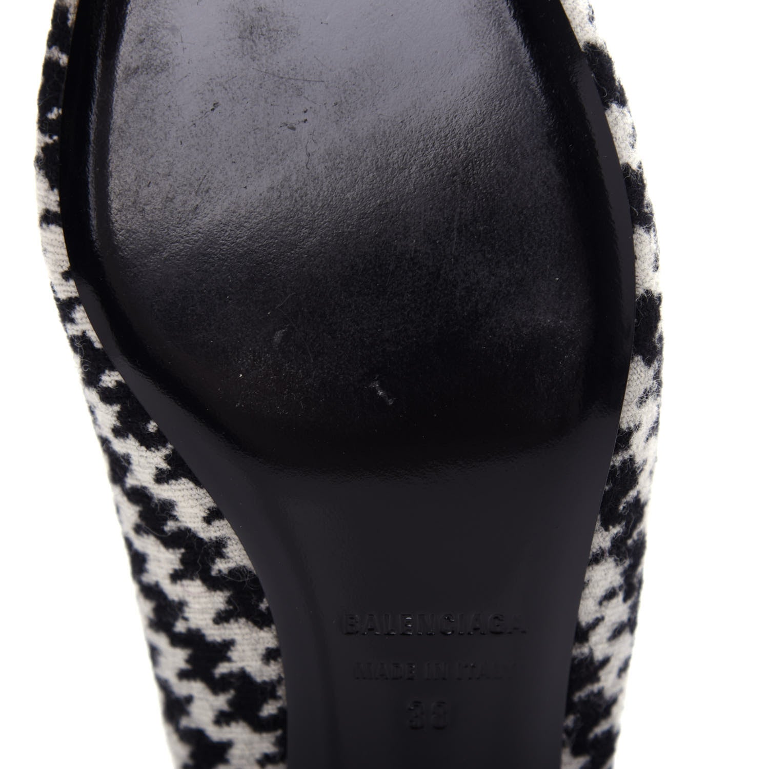Balenciaga Stretch Tweed BB Houndstooth Pointed Toe Knife 40mm Mules 38 Black Ivory 12 of 12