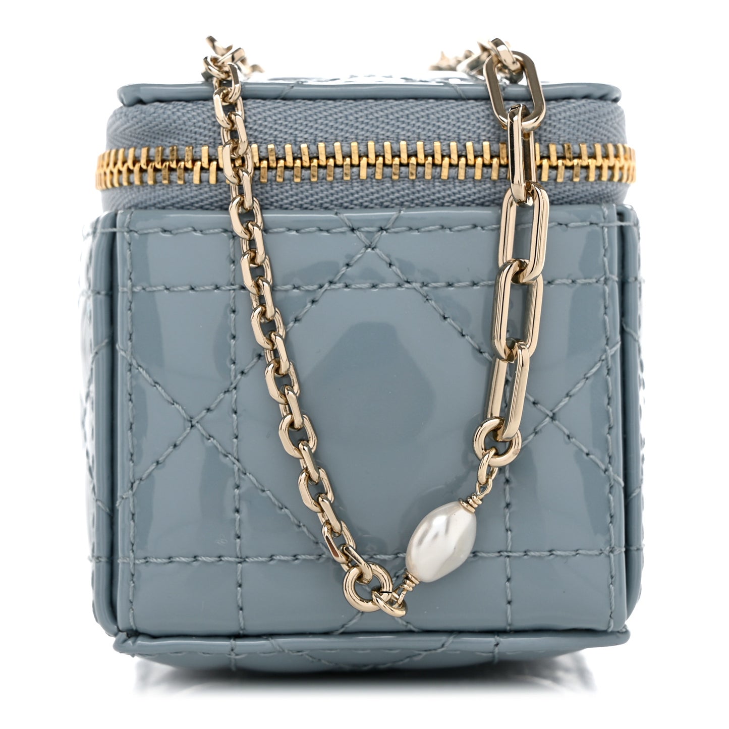 Patent Cannage Cube Wristlet Blue