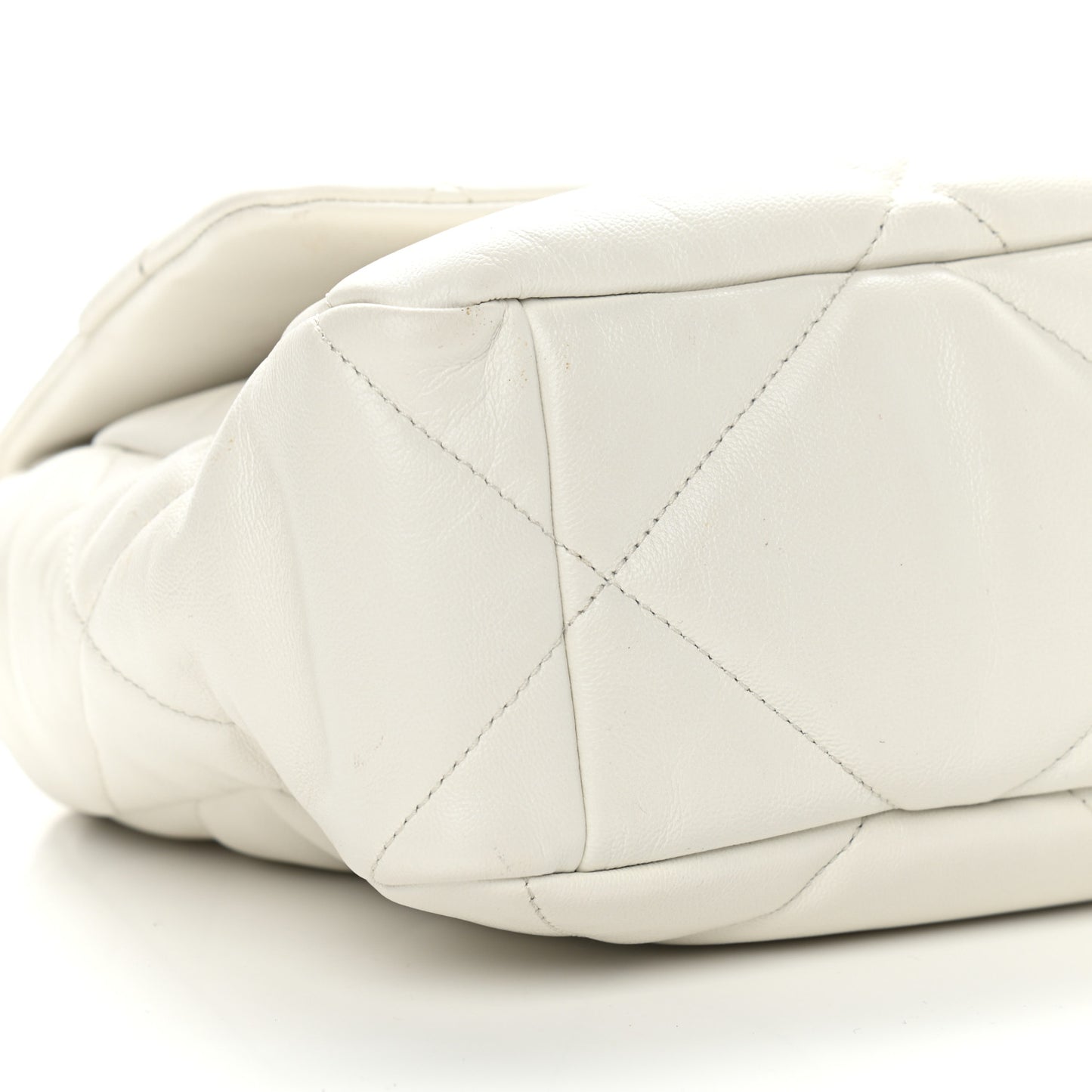 Goatskin Quilted Large Chanel 19 Flap White