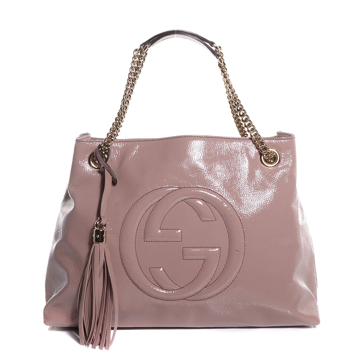 Gucci Patent Medium Soho Chain Shoulder Bag Dark Cipria 1 of 9