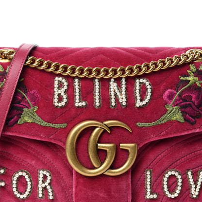 Gucci Velvet Matelasse Blind for Love Embroidered Medium GG Marmont Shoulder Bag Light Raspberry Rose Multicolor 9 of 9